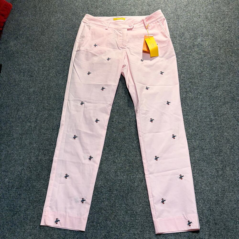 Louis Castel Pink Embroidered Golf Pants Womens Size 70 US 4 New Trousers NWT